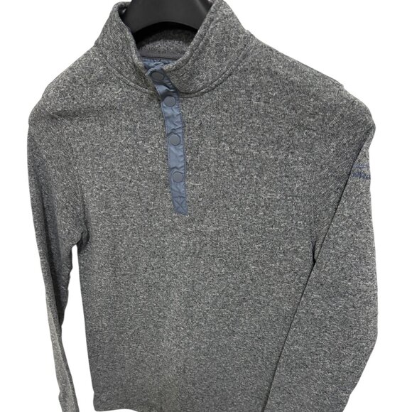 Swannies Sweater Mens Medium Gray Wolff Fleece 1/4 Snap Buttons Pullover Casual - Picture 2 of 6